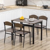 thumbnail of Tavolo Rettangolare e 4 Sedie  da Giardino in Acciaio e MDF Nero e Rovere