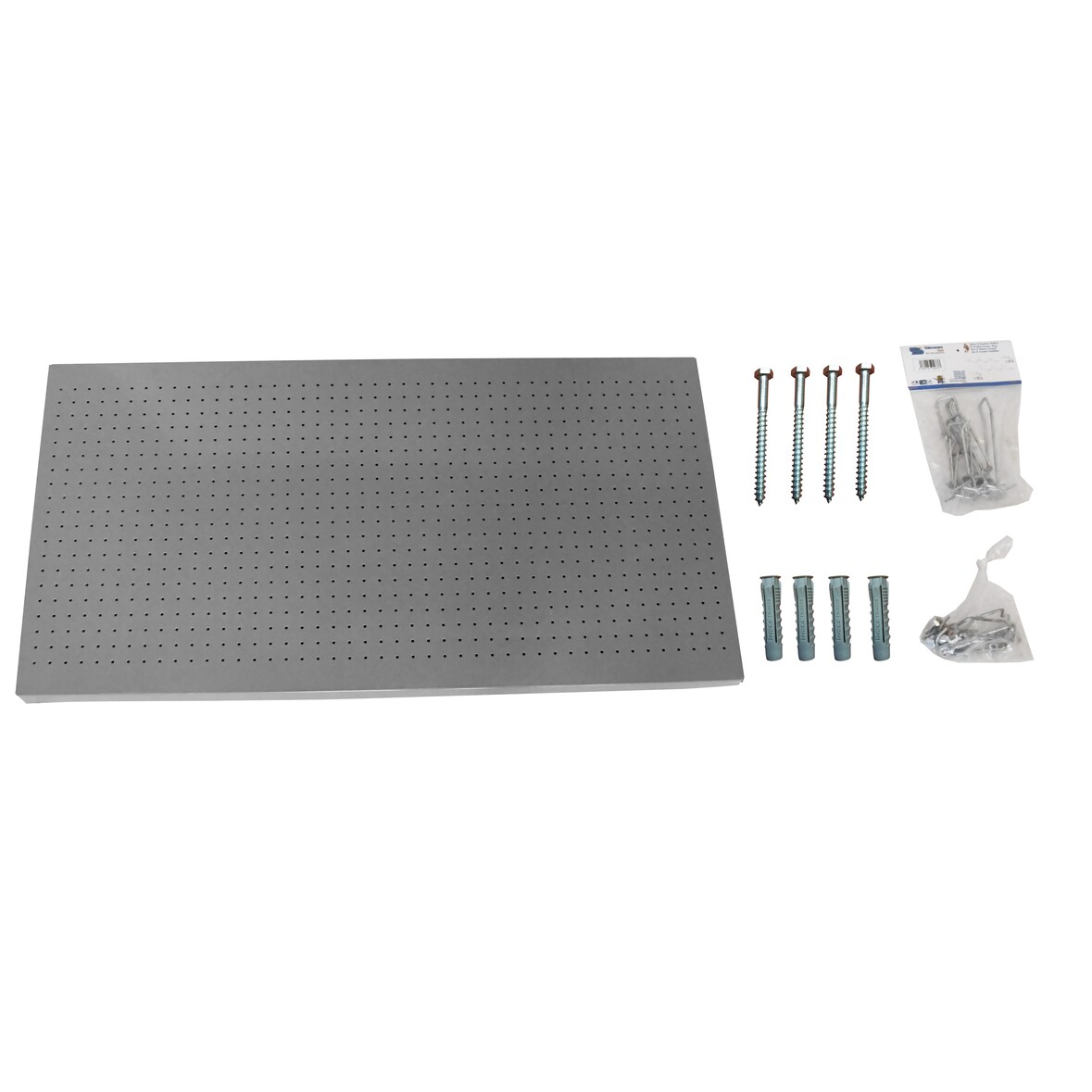 Pannello portautensili in metallo Panelclick 1200x600 grigio + 14 gancio + 3 accensione