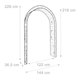 thumbnail of Relaxdays Rosenbogen Blatt, HxBxT:226x144x36,5cm, Rankhilfe & Torbogen für Kletterrosen, Eisen, 6 Heringe, schwarz