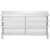 thumbnail of Royal Catering - Royal Catering Comptoir de bar - inox - 200 x 60 x 105 cm - 4 étagères - dosseret Station de bar Table de préparation Comptoir