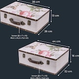 thumbnail of HMF Vintage Deko Koffer aus Holz, Aufbewahrungsbox mit Deckel und Ledergriff, stilvolle Aufbewahrung und Geschenkidee, Rose, 2er Set, 38 + 44 cm