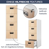 thumbnail of Hängeregisterschrank abschließbar TION - 4 Schubladen mit Schloss | Aktenschrank Büroschrank aus Stahl Metallschrank, 132x46x62cm Weiß-Sonoma Eiche
