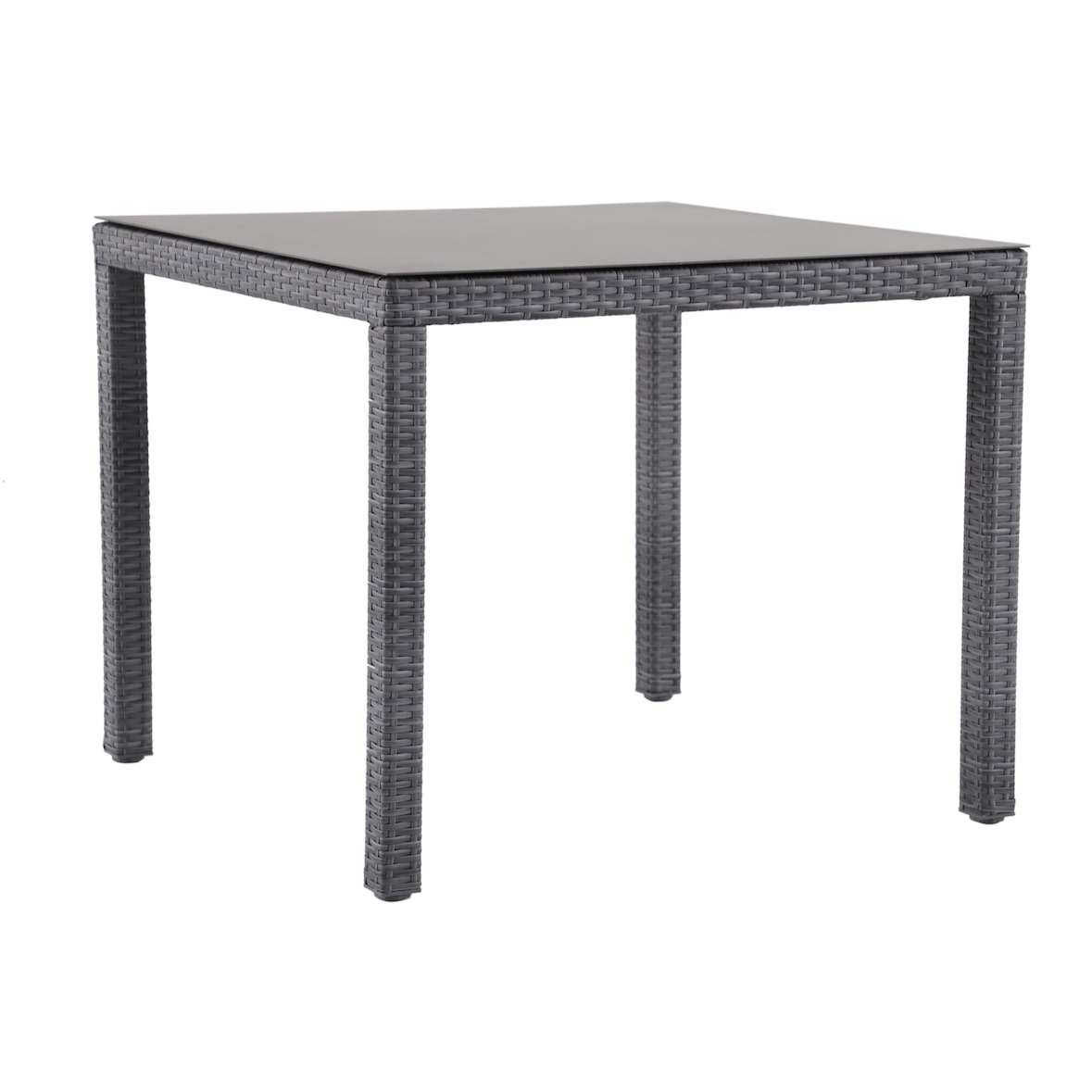 METRO PROFESSIONAL Mesa de exterior Balsario, alumínio/rattan PE, 90 x 90 cm, retangular, cinzento