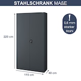 thumbnail of Aktenschrank abschließbar KADO 6 Ebenen verstellbar Flügeltüren Metallschrank Werkstatt Büroschrank aus Stahl Werkzeugschrank 220x115x40cm Anthrazit