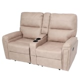 thumbnail of Fauteuil cinéma 2 places HWC-K17, Fauteuil relax Fauteuil TV Canapé, suspension Nosag Porte-boissons Compartiment ~ Tissu/Textile beige