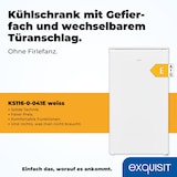 thumbnail of Exquisit Kühlschrank KS116-0-041E weiss | 90 L Volumen | Eisfach | Kühlschrank ohne Gefrierfach freistehend | LED | Kühlschrank klein 50cm Breite