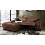 thumbnail of KAWOLA Sofa LOLA Ecksofa Leder braun mit motorischer Relaxfunktion Recamiere links