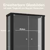 thumbnail of K-Möbel Vitrine Suspensa Vidro 80x60x25 cm Made in Germany com 2 prateleiras de vidro ESG ajustáveis Preto
