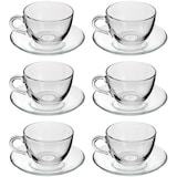 thumbnail of Pasabahce Satz von 6 Teetassen mit Untertasse Linie Basic Glas, Transparent