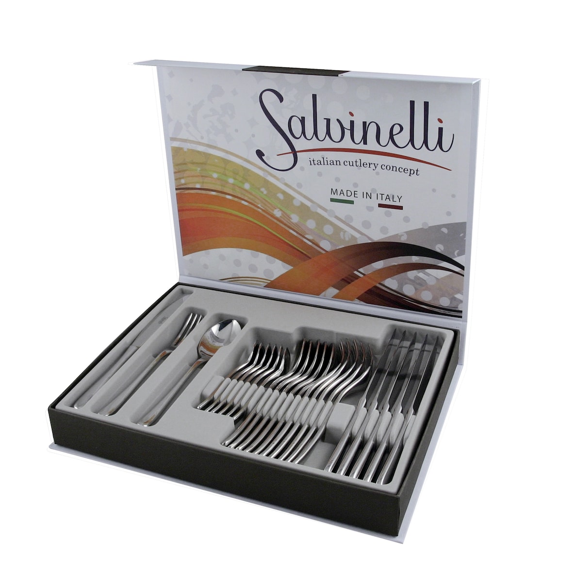 Salvinelli - 1 Paquete libro 24 pz. Cubiertos - mod. Grand Hotel - inox 18-10 - espesor 4 mm