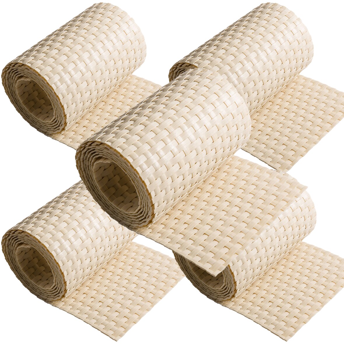 NYVI Polyrattan Sichtschutzstreifen Privafence 255x19 cm - Sichtschutz für Doppelstabmatten Zaun 5 Rollen Beige