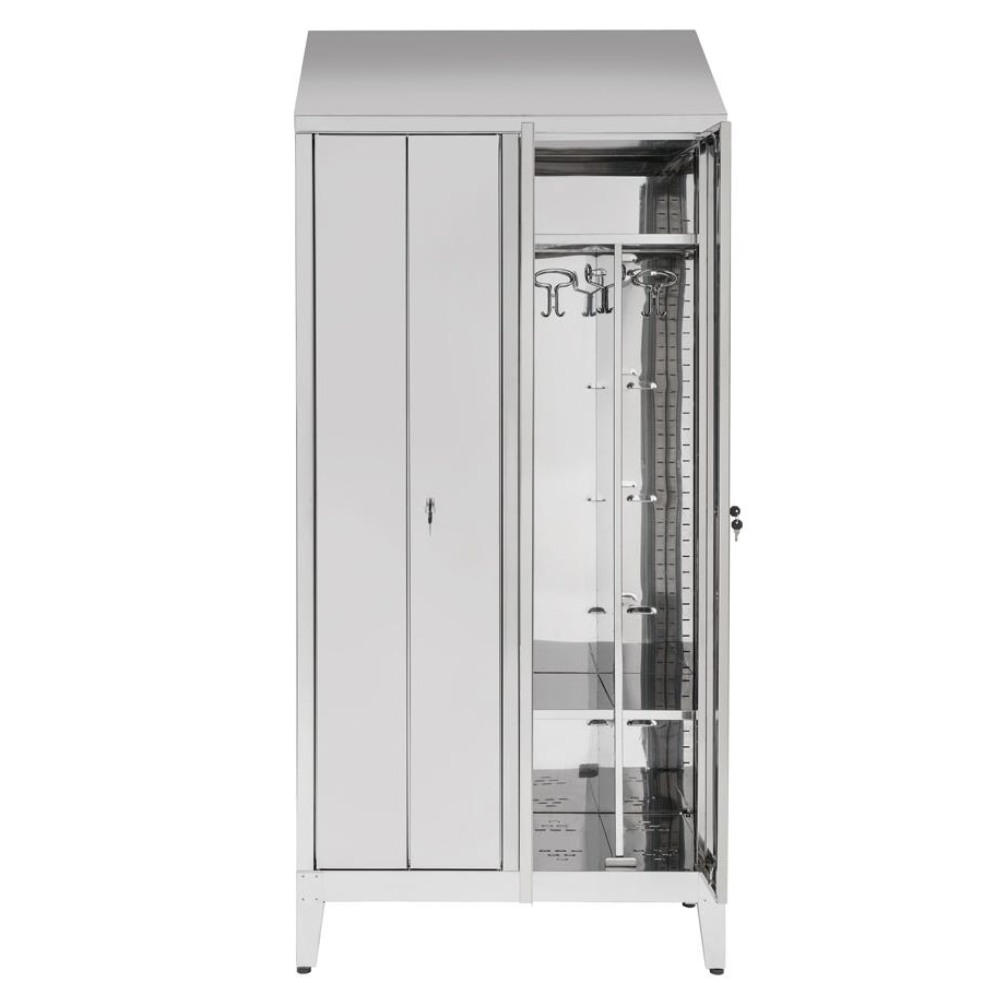 Armadio spogliatoio in acciaio inox AISI 430 a 2 posti a 4 ante cm. 95x50x215h