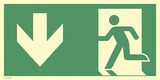 thumbnail of Notausgang links Pfeil unten, ISO 7010, PVC-U selbstklebend,160-mcd, 400x200mm