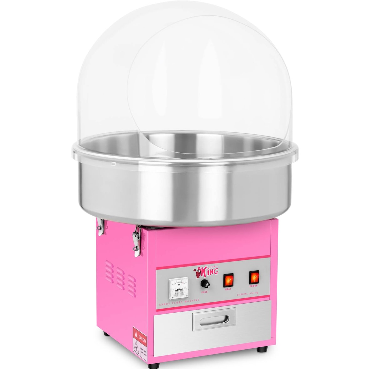 Royal Catering Zuckerwattemaschine - 52 cm - 1200 W - Spuckschutz - pink -