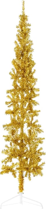 thumbnail of vidaXL Künstlicher Halb-Weihnachtsbaum mit Ständer Schlank Gold 240 cm
