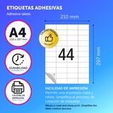 thumbnail of M-office Etiquetas Adhesivas A4, Pegatinas Blancas para Uso Diario, Papel Adhesivo para Imprimir, Pegatinas para Escribir(44 por hoja, 25h)
