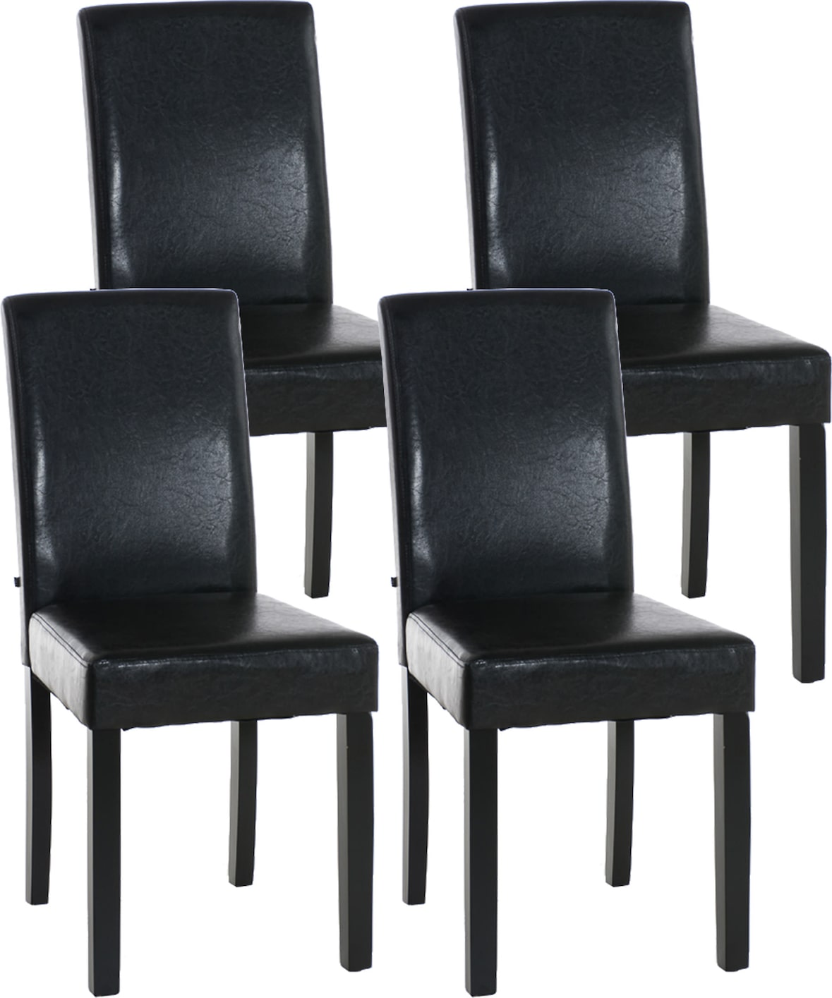 4er Set Esszimmerstuhl DALAN - Kunstleder Braun 41x47x91 cm Schwarz | Essstühle Esszimmerstühle Küchenstühle Wohnzimmerstühle