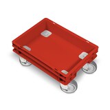 thumbnail of Rollkasten für 400x300mm Eurobehälter, graue Gummiräder, Trg 100 kg, rot