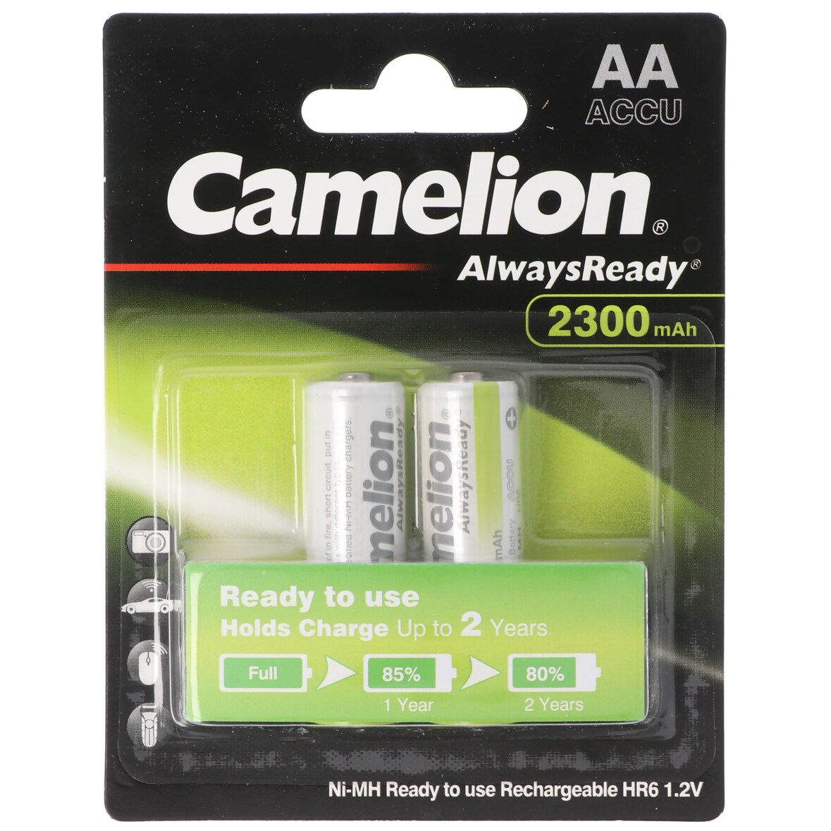 AA, Mignon LR6, HR6, NiMH Akku mit bis zu 2300mAh in 2er Blisterverpackung, Always Ready mit geringer Selbstentladung, Ready to Use Akku