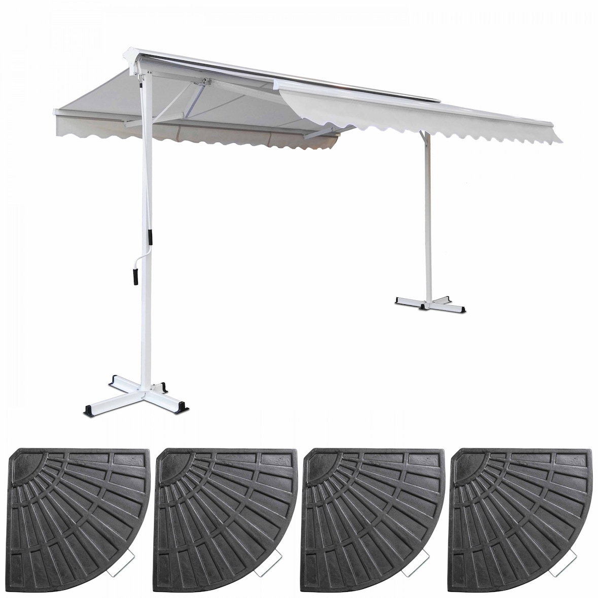 Store double pente 3 x 4m et 4 dalles lestées écru - Oviala