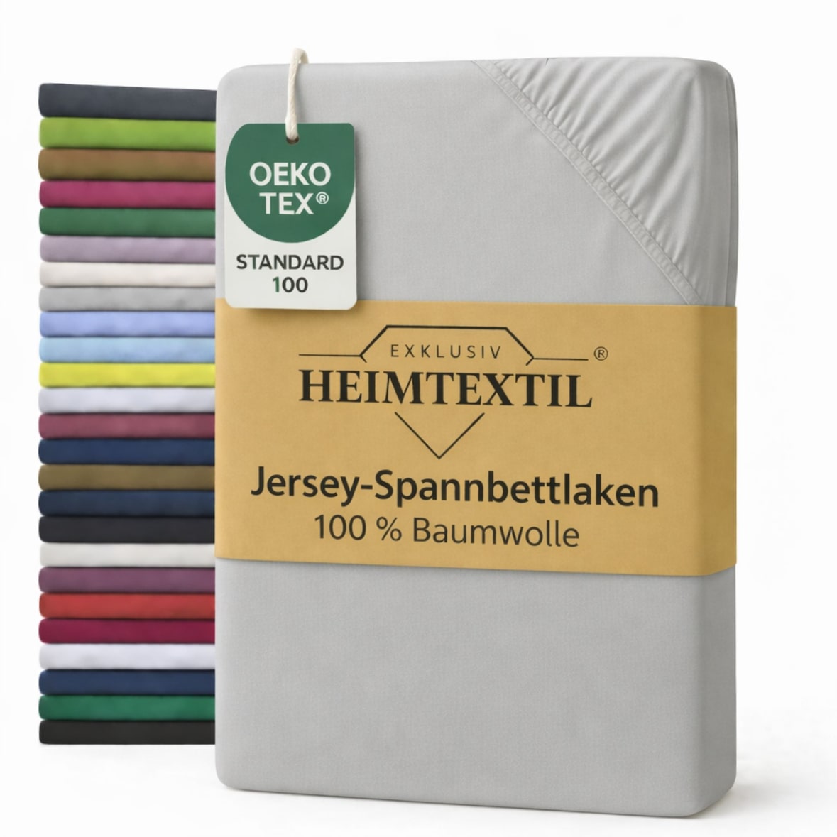 EXKLUSIV HEIMTEXTIL Jersey Spannbettlaken 120 x 200 cm Silber 100% Baumwolle Öko - Tex Zertifiziert Bed-Sheet Bettlaken Spannbetttuch
