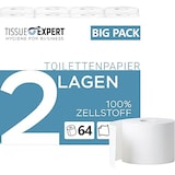thumbnail of Toilettenpapier, 2-lagig, 64 Rollen x 250 Blatt, 100% Zellstoff, superweiches Klopapier, Großpackung für Gewerbe, Verpackung aus 60% PCR-Anteil