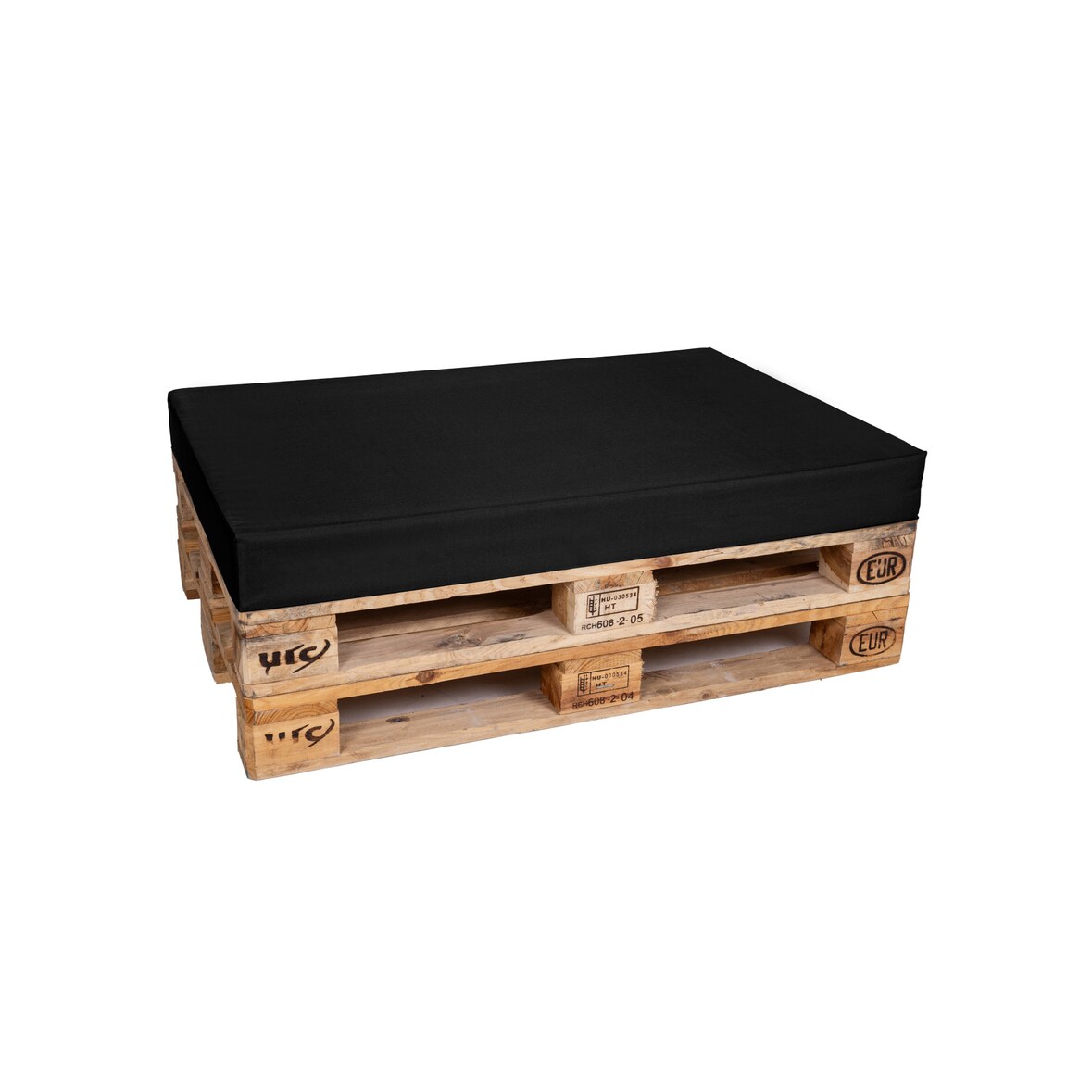 TexDeko Palettenkissen für Europalette 120x80x12cm Wasser-& Schmutzabweisend, abnehmbarer Bezug mit Reißverschluss, waschbar (Schwarz)