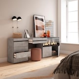 thumbnail of Frisiertisch, Schminktisch, Ablage, 234x35x145 cm, Mit Schublade, XXL-Elektrokamin, Kommode, Dekorative Platten, Zementgrau - 454_54