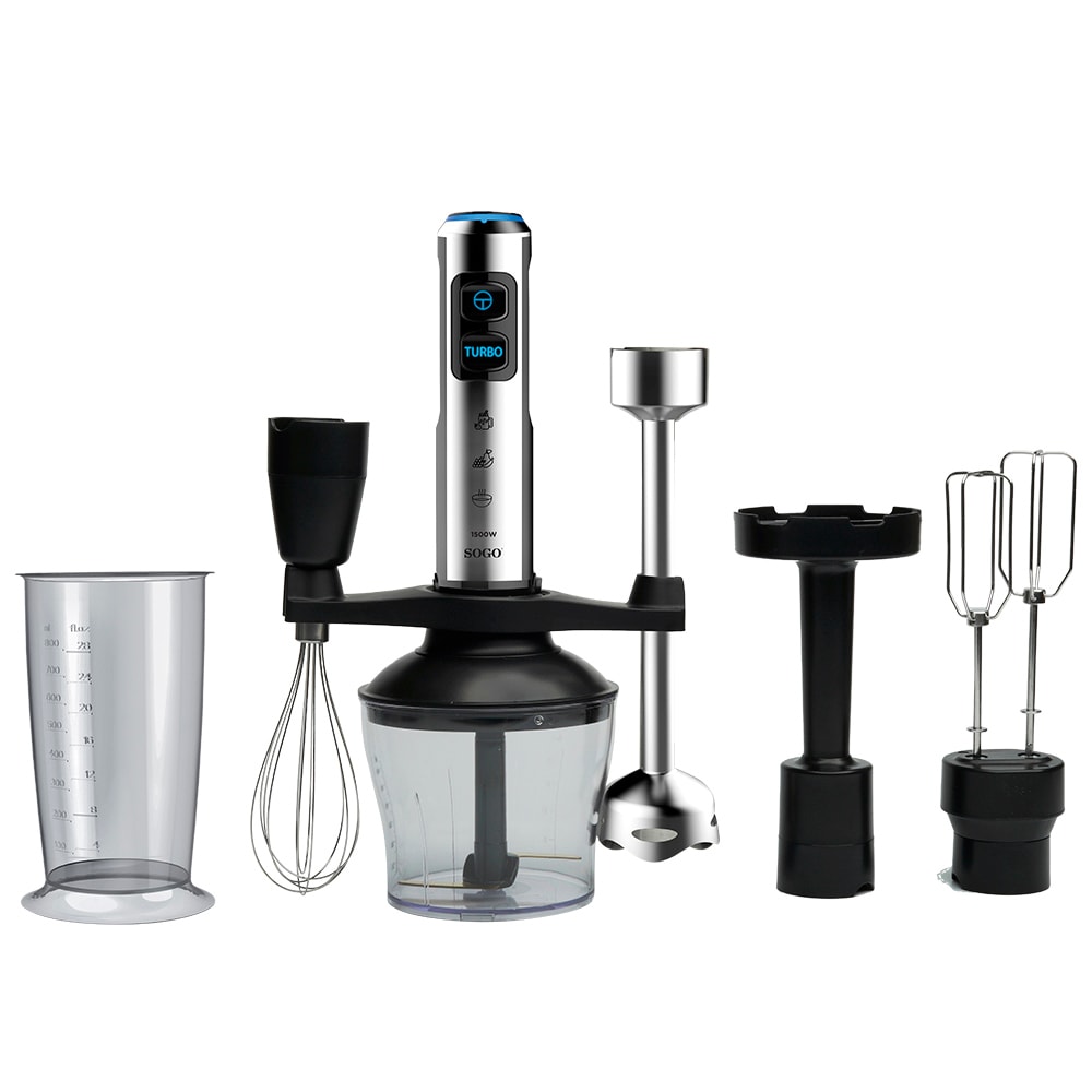 Batidora de mano xl  con vaso - inox - accesorios +engrage metal-1500w