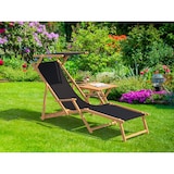 thumbnail of Holz-Liegestuhl, Strandliege mit Zubehör nach Wahl Stoff schwarz V-10-305N