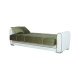 thumbnail of Dmora Schlafsofa Luis, 3-Sitzer-Container-Schlafsofa aus Kunstleder und Stoff, 220x84h91 cm, Weiß und Dunkelgrau
