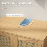 thumbnail of Waschtischunterschrank 60x39x60 Eiche mit Rattanoptik, 2 Regalböden, Kippschutz, melaminbeschichtet, Boho-Stil, Badezimmermöbel