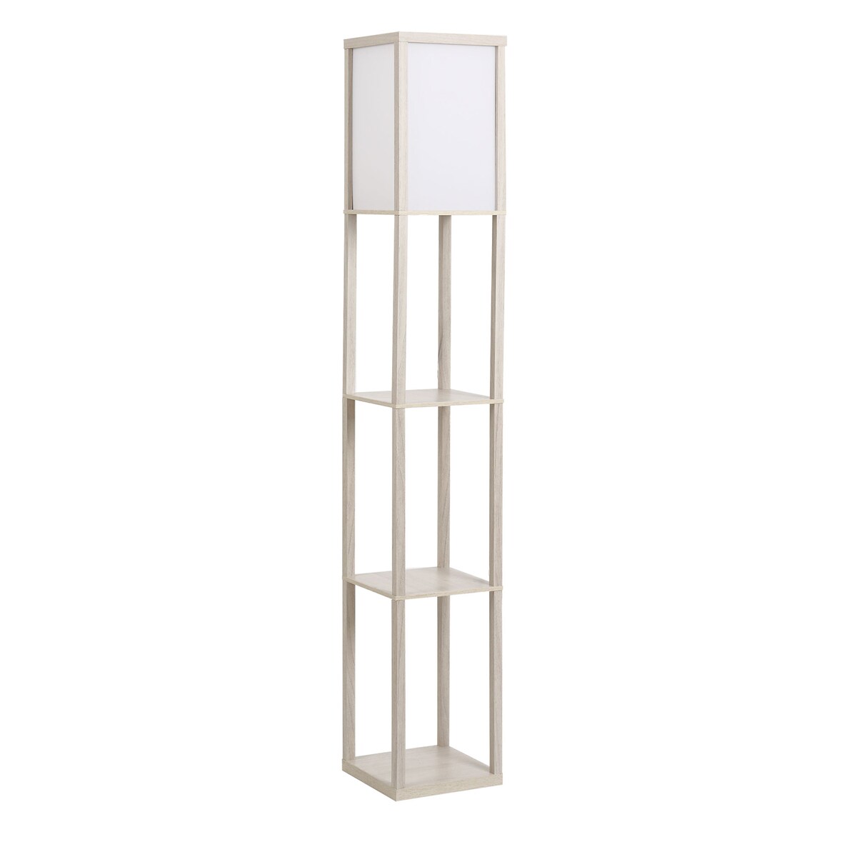 Lámpara de Pie de Madera con 3 Estantes para Bombilla E27 Potencia Máx. 40W Lámpara Moderna para Salón Dormitorio 26x26x160 cm Roble y Blanco