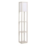 thumbnail of Lámpara de Pie de Madera con 3 Estantes para Bombilla E27 Potencia Máx. 40W Lámpara Moderna para Salón Dormitorio 26x26x160 cm Roble y Blanco