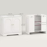 thumbnail of HOMCOM mueble bajo lavabo mueble de baño con 2 puertas con diseño de arco estante ajustable tiradores dorados 60x30x65 cm blanco