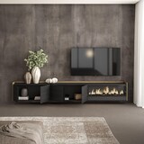 thumbnail of TV-Schrank, Lowboard, 315x50x35 cm, Für TV-Geräte bis zu 80", Elektrokamin XXL, Hängend, Schwarz Eiche