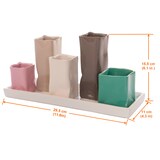 thumbnail of Jinfa Handgefertigte kleine Keramik Deko Blumenvasen Set aus 5 Vasen in bunt auf einem Tablett