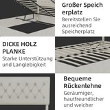 thumbnail of Polsterbett 140x200 Stoffbett Doppelbett mit Stauraum hohes gepolstertes Kopfteil Holzlatten stabil modernes Design Schlafzimmer Beige
