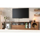 thumbnail of Drehbarer Fernsehschrank 180x40x50 ausziehbar 260cm Katzenruheraum Glas Türen Stauraum MDF Nussbaum modern