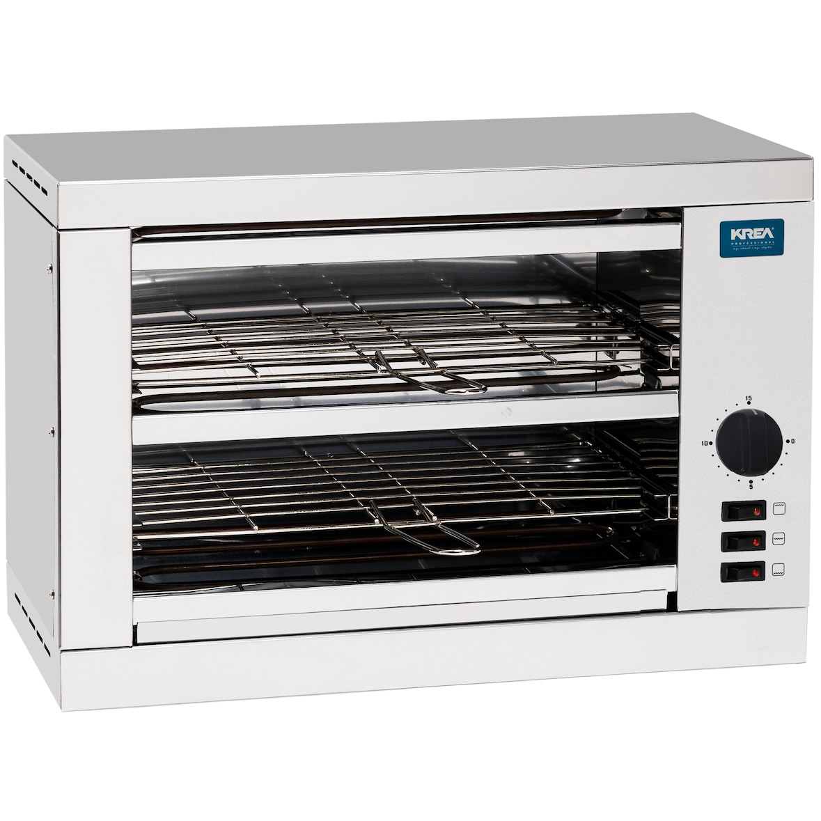 Tostador de dos pisos. Marca KREA. Resistencias blindadas. Temporizador.