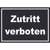 thumbnail of Zutritt verboten Schild weiß-schwarz A0 Rückseite selbstklebend