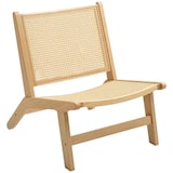 thumbnail of Sessel Relaxsessel ohne Armlehnen Rattan Rückenlehne 70x64x74 cm Naturholz breiter Sitz Holzrahmen atmungsaktiv für Wohnzimmer Schlafzimmer