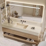 thumbnail of 【YT9865-120BKK】Waschbecken Set LED-Spiegel, Ablageplatte, Schrank Keramik Waschbecken, Spüle ohne Armaturenloch 120*55cm