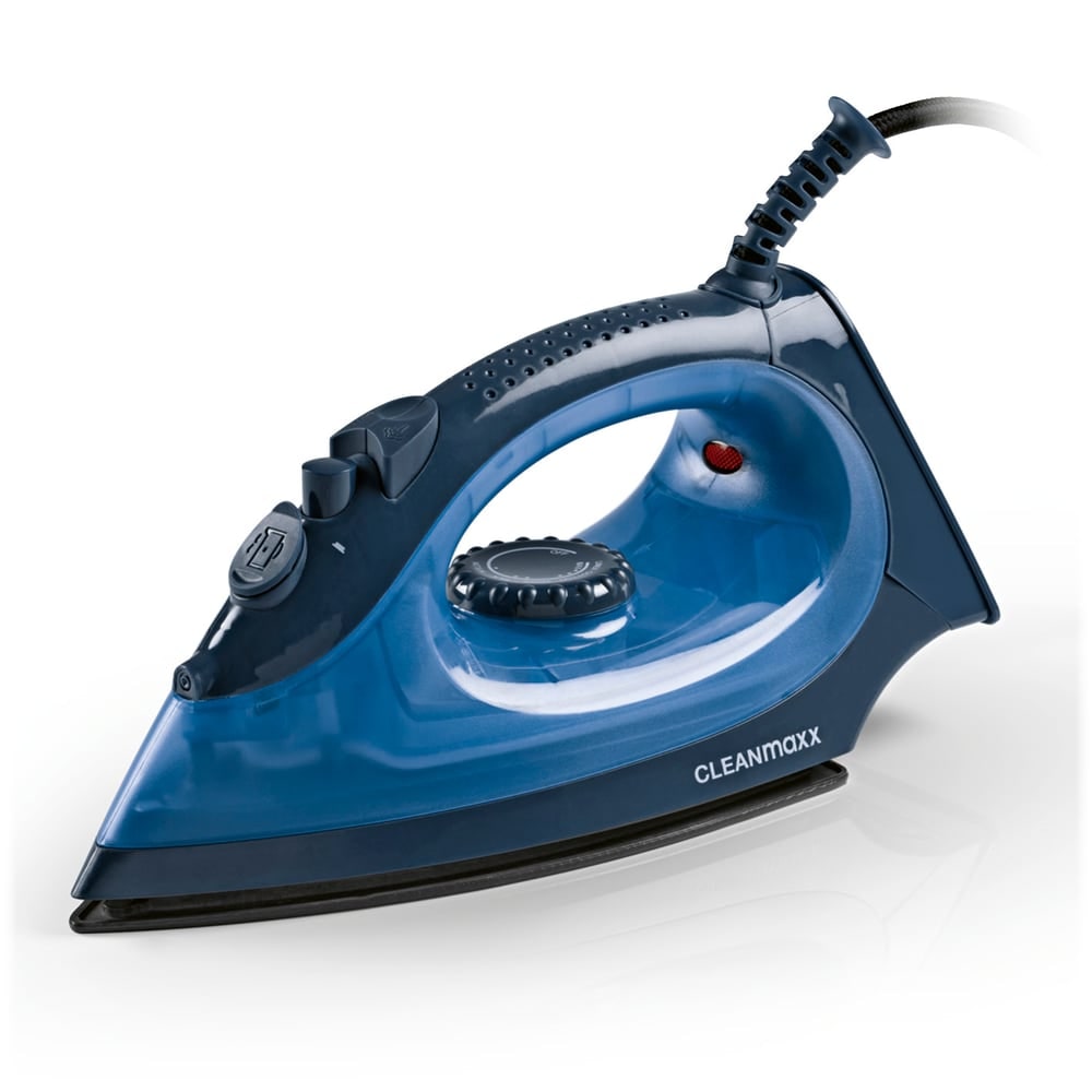 CLEANmaxx Dampfbügeleisen mit Temperatureinstellung 2200W blau/dunkelblau m. Keramiksohle + CH-Stecker