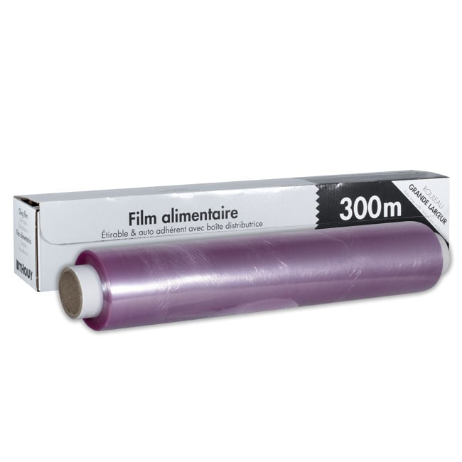 Film étirable alimentaire en boîte distributrice 0,45 x 300 m
