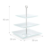 thumbnail of Relaxdays Etagere, 3-stöckig, eckig, Cupcakes, Kekse, Snacks, Obst, Glas, Edelstahl, Servierständer, transparent/silber
