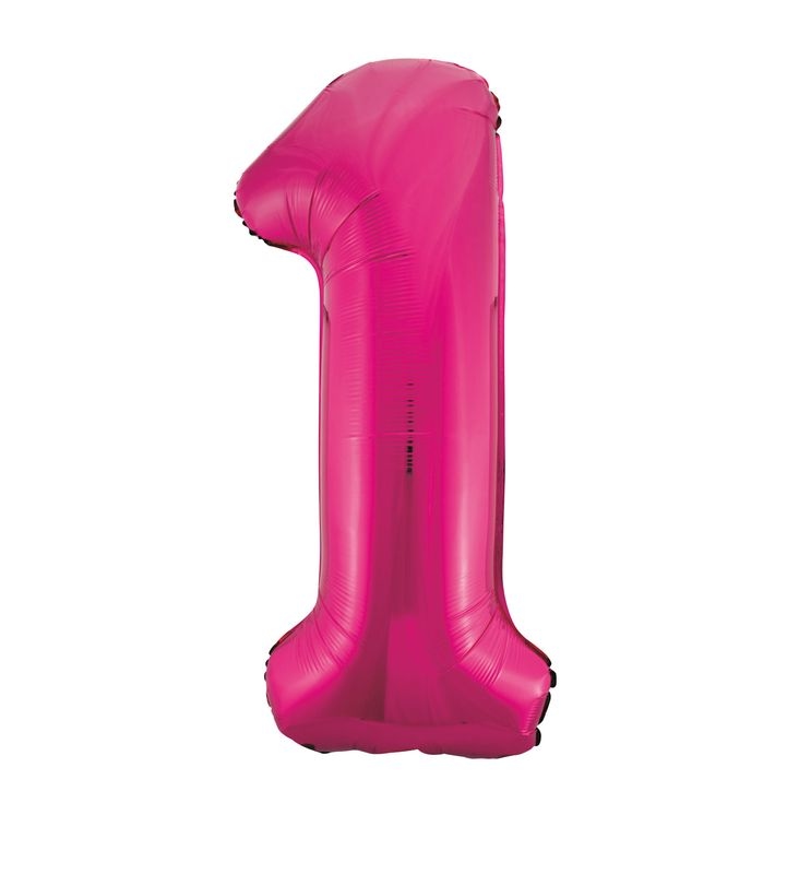 Folienballon Zahl 1 pink