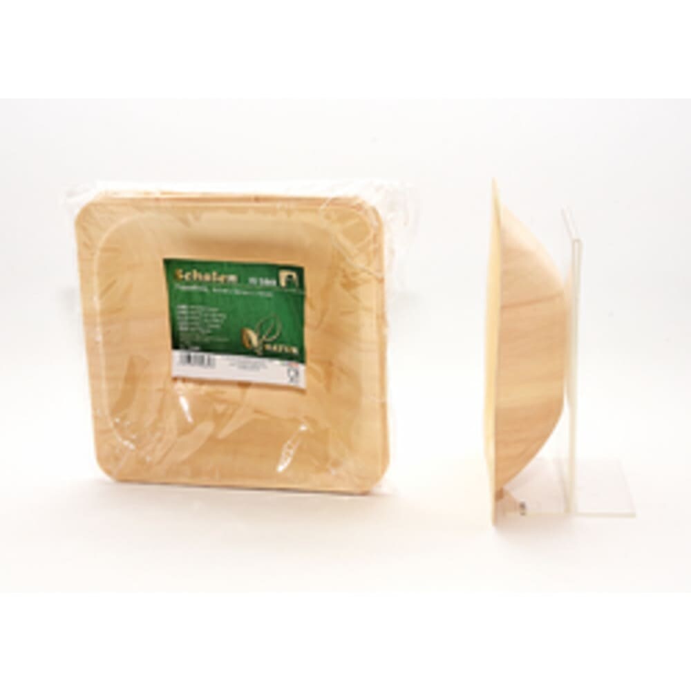 10er Set Pappelholz Schale 165x165x45mm – Naturholzschalen für Dekoration, Anzucht und Aufbewahrung, Hellbraun