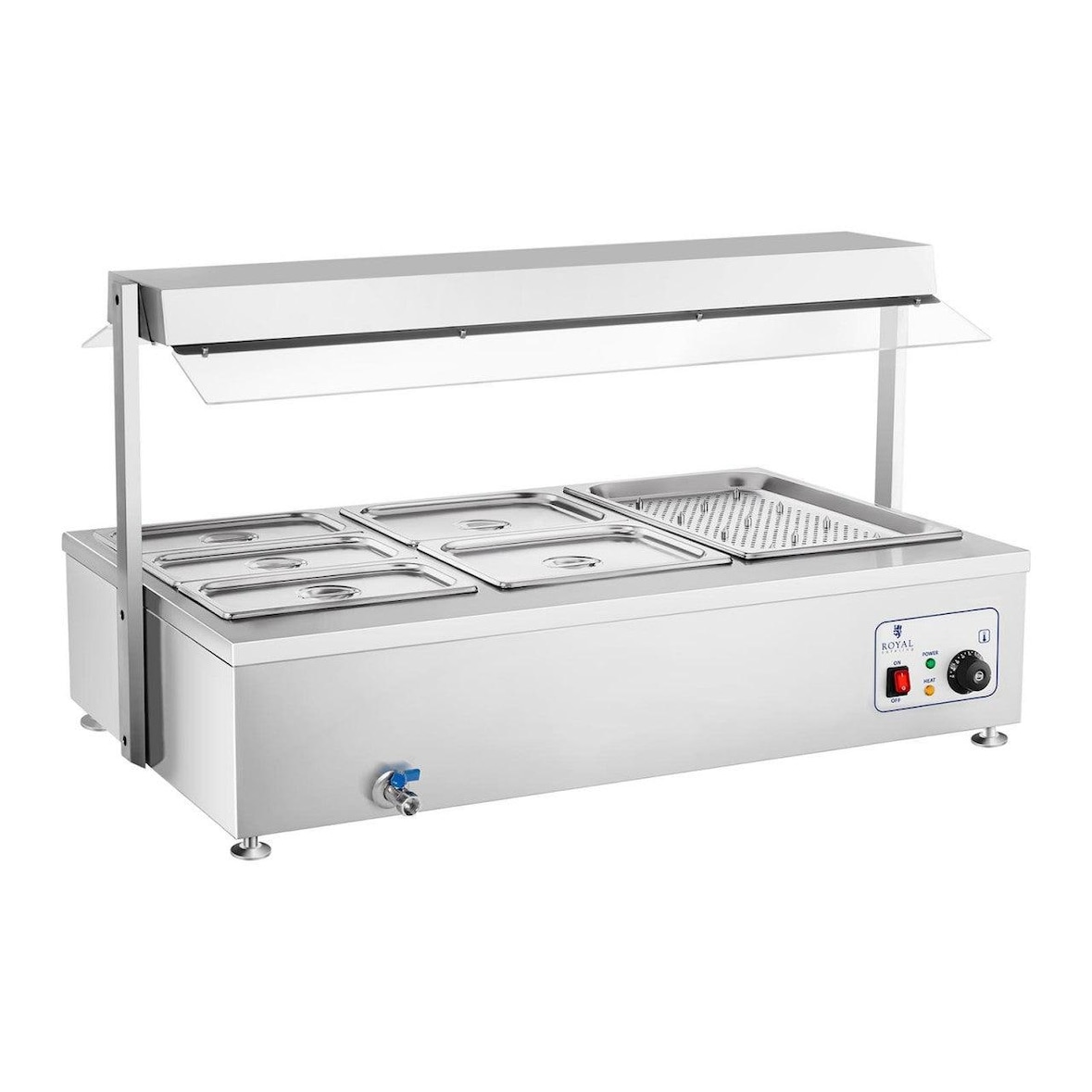 Helloshop26 - Bain-marie 2900 watt 6 GN-pannen - met vleescompartiment en aftapkraan 14_0000562