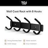 thumbnail of TOJ Living Perchero de pared – 8 ganchos – 30 cm – acero inoxidable – negro mate – colgador